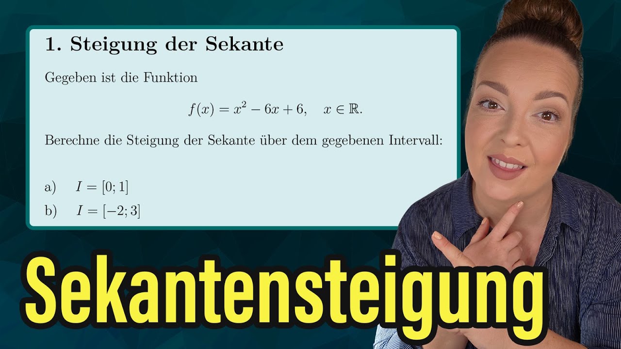 Steigung der Sekante berechnen – Sekantensteigung mit Differenzenquotient by einfach mathe!