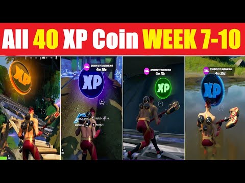 All 40 XP Coins Locations from Week 7 to Week 10 Gold, Purple, Blue, Green) - Fortnite  Season 5