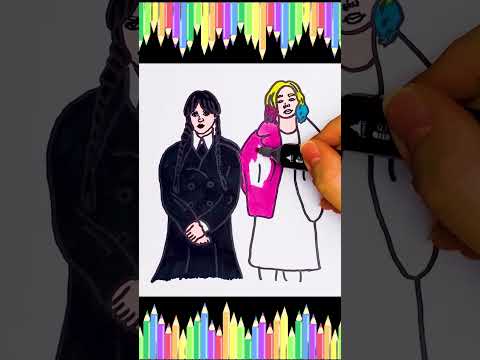 Coloriage de MERCREDI ADDAMS et ENID 🕸 Abonnez-vous et likez pour plus de vidéos, c'est gratuit 🤗