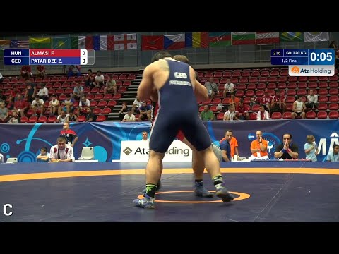 1/2 GR - 120 kg: Z. PATARIDZE (GEO) df. F. ALMASI (HUN) by TF, 9-0