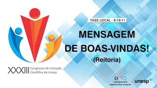XXXIII Congresso de Iniciação Científica - Fase Local - Mensagem de boas-vindas da Reitoria