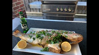 Greek Style BBQ Snapper (3.5kg) grilled on the CrossRay BBQ by Jack The Greek