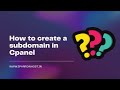 How To Create A Subdomain In Cpanel By SparrowHost