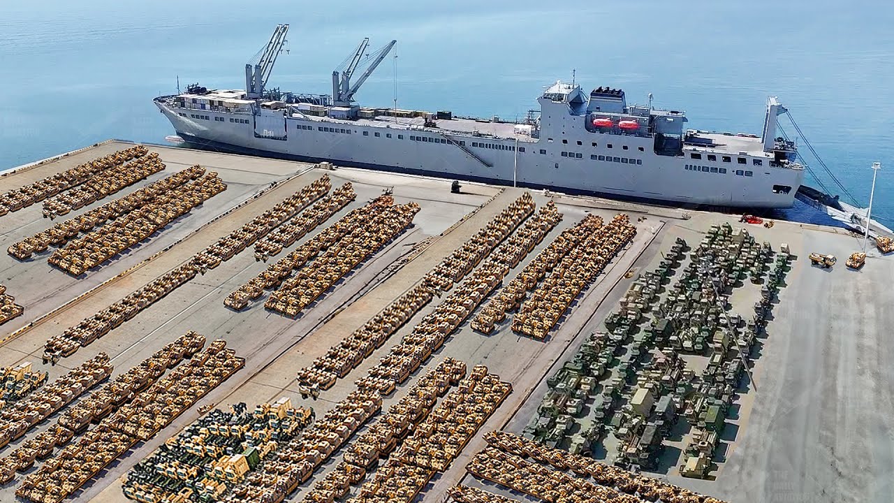 US Unloading Billions $ Worth of Scary Military Hardware at European Port