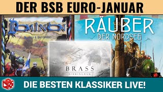 Euro Klassiker Januar: Dominion, Räuber der Nordsee, Brass: Birmingham, Nusfjord
