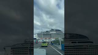 MSC Meraviglia at Brooklyn cruise terminal before Bermuda 🇧🇲 trip #msccruises @msccruisesusa