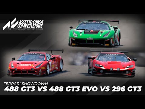 Ferrari 488 GT3 vs Ferrari 488 GT3 EVO vs Ferrari 296 GT3 #23 Assetto Corsa Competizione