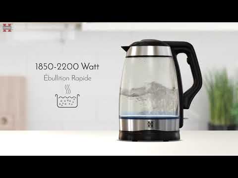 Bouilloire LED en verre, capacité 1,8 L, puissance 2200W, modèle "HG 5044" de la marque Herzberg - Second Medium