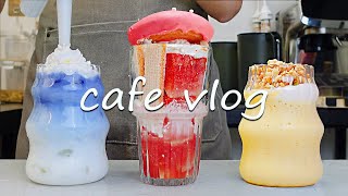 💙Cafe Vlog Collection/Sweet Parfait & Dreamy Blue Latte Mood🍨Cafe Vlog/ASMR/카페브이로그/no bgm