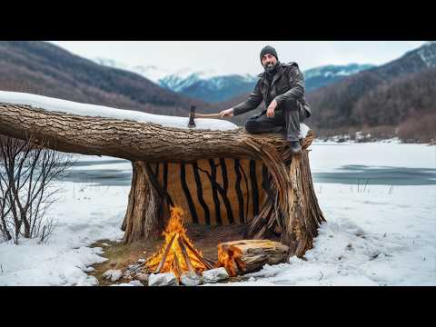 Winter Bushcraft Shelter in Deep Snow | Solo Survival with Dogs