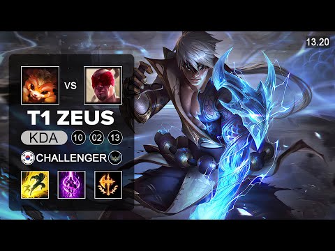 T1 Zeus Lee Sin vs Gnar Top - KR Challenger - Patch 13.20 Season 13