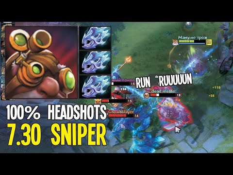 100% Headshots 7.30 Sniper Max Attack Speed By Goodwin | Dota 2 Gameplay