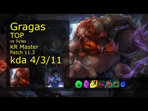 Gragas Top vs Sylas - KR Master 4/3/11 Patch 11.3 Gameplay // [롤] 그라가스 vs 사일러스 탑