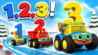 Corrida de Números | Veículos Coloridos Aprendem 1, 2, 3 🚗🚜 | O 123, e já! | BabyFirst Brasil