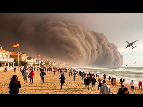 ¡Pánico en España! Miles Huyen del Gigantesco Tsunami de Arena en la Playa