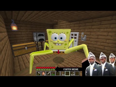 Worm Thomas vs Spider-Spongebob in Minecraft - Coffin_meme