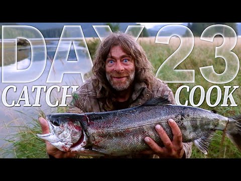 Greg Day 23 Coho Salmon Catch & Cook | 30 Day Survival Challenge: Vancouver Island