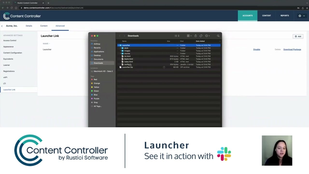 Content Controller Launcher demo with Slack