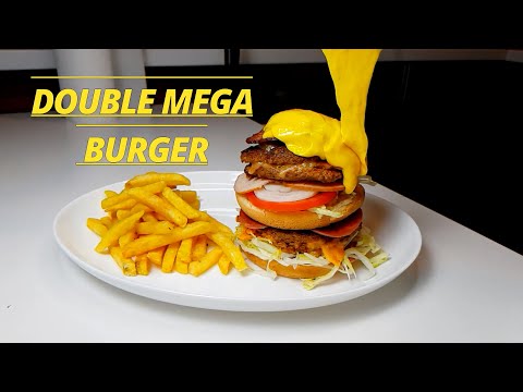 DOUBLE MEGA BURGER - دبل ميغا برجر لحم في البيت ألذ من برغر المطاعم  burger sauce recipe | BIGTUMMY