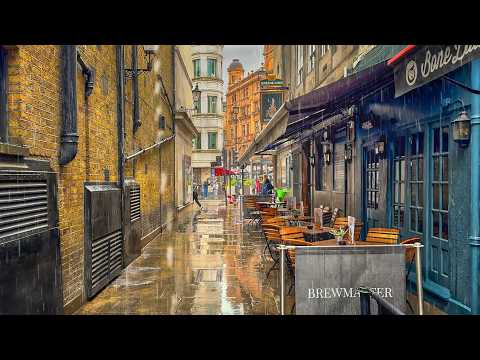 London City Tour 2025 ☔️ Rainy London West End Walk | 4K HDR