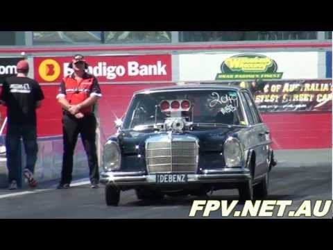BLOWN V8 MERCEDES ( DEBENZ ) AT APSA PRO STREET SHOOTOUT WILLOWBANK RACEWAY 15.9.2012