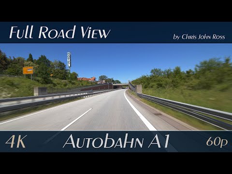 Autobahn (A1), Germany: Rastplatz Damlos - Oldenburg i.H. - Gremersdorf - Heiligenhafen-Mitte - 4K