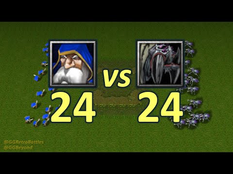24 Riflemen vs 24 Crypt Fiends - Same Food - WarCraft III Retro Battles