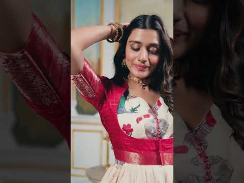 Parrot Elegant Dola Silk Kalamkari Print Gown with Zari Weaving Koti