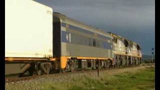 preview picture of video 'Freight Train,Locomotives VL 358 & VL 350,Travelling away from Crystal Brook,Australia.'