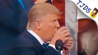 Trump Needs TWO HANDS To Hold Glass Of Water