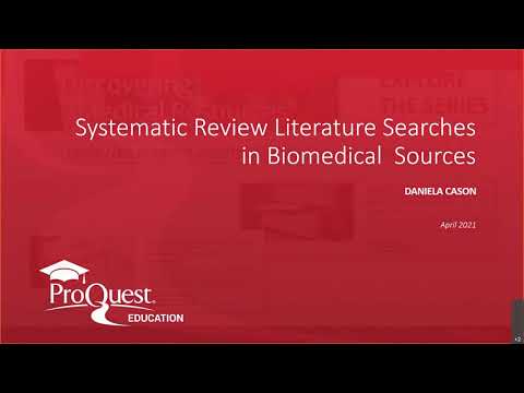 ProQuest Medical Resources: Systematic reviews and literature searches in biomedical sources