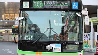 学０３系統日赤医療センター行き発車シーン　日野ブルーリボンシティハイブリッド