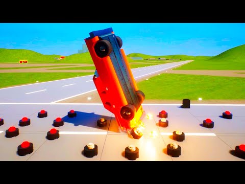 High Speed Car Jumps on Lego Mines - Brick Rigs