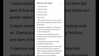 sources of waste and types of waste.