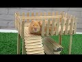 Hamster House made with popsicle sticks and glue