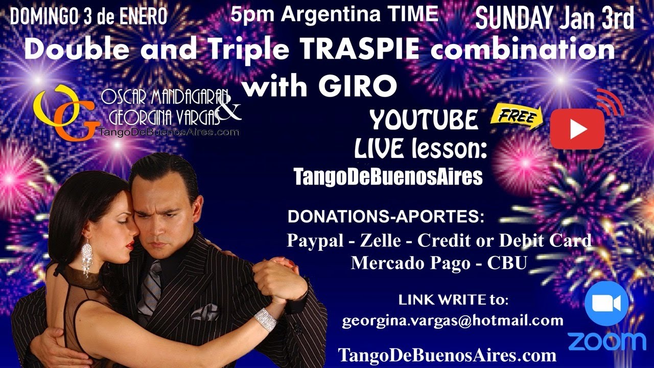 DOUBLE & TRIPLE Traspie combination and #GIRO #tango LESSON with Georgina Vargas Oscar Mandagaran