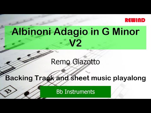 Albinoni Adagio in G Minor V2 Bb Tenor Sax Clarinet Backing Track and Sheet Music