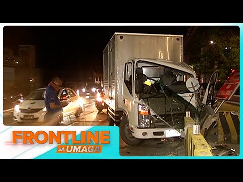 Closed van, bumangga sa concrete barrier nang makaidlip ang driver I Frontline Sa Umaga