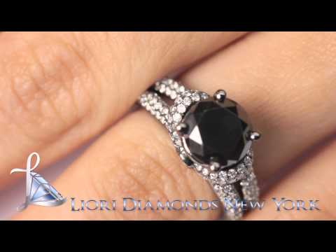 BDR-167 - 4.22 Carat Certified Natural Black Diamond Engagement Ring 14K Black Gold