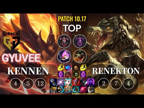GEN gyuvee Kennen vs Renekton Top - KR Patch 10.17