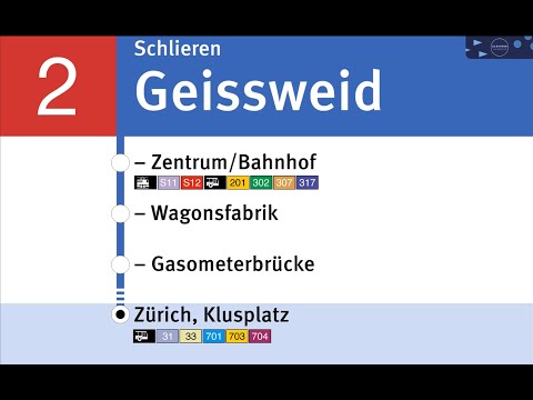 VBZ Ansagen » 2 Schlieren, Geissweid — Zürich, Klusplatz | SLBahnen