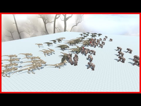 60x T-REX & SKELETON T-REX VS 34x GORO THE GIANT - ANIMAL REVOLT BATTLE SIMULATOR