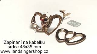 Zapínání na kabelku srdce 48x35 mm.