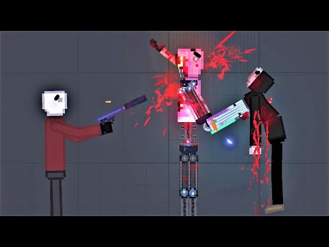 Crazy Cyborg against Humans in People Playground