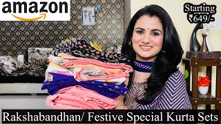 Rakshabandhan Special Amazon Kurta Set Haul, Kurta & Pant With Dupatta Set,Embroidered Kurta Palazzo