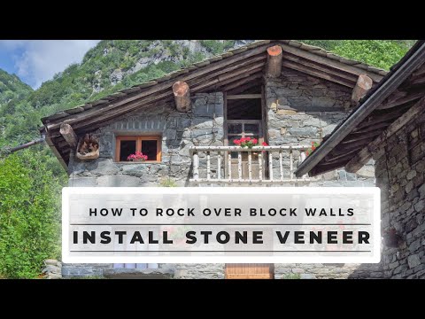 How to install stone veneer over concrete block - YouTube