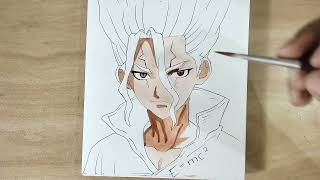 Senku from Dr. Stone drawing full tutorial 