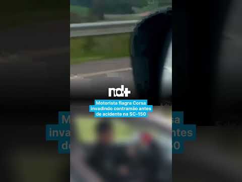 Motorista flagra Corsa invadindo contramão antes de acidente na SC-150