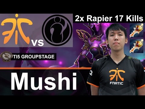 Fnatic Mushi plays TA [2x Rapier 17kills vs Team IG] Dota 2 [TI5 GROUP]