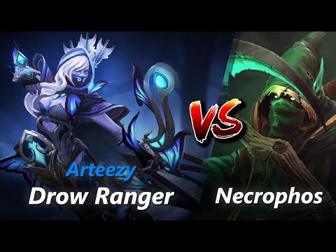 Arteezy safelane Drow Ranger vs Necrophos/Shadow Shaman | First 10 minutes